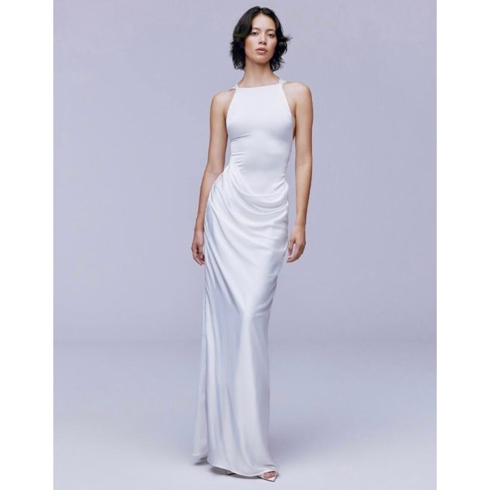Ceren Ocak Satin Dress in White